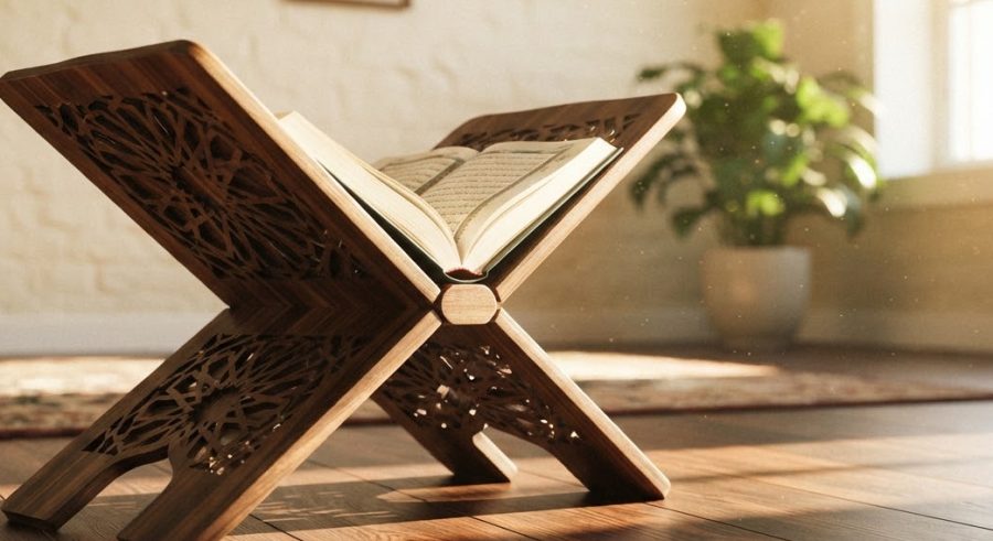 Crafted Wooden Rehal — alternate view